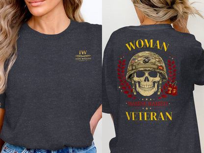 Marine Raised Woman Veteran USMC Skull Graphic Product