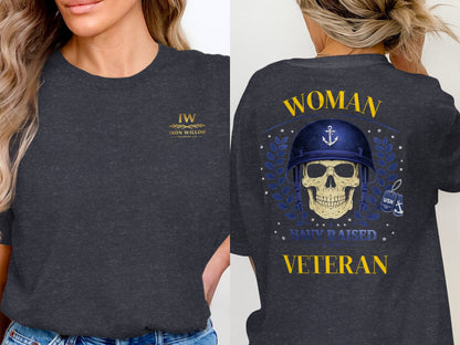 Woman Navy Raised Veteran Iron Willow T-Shirt