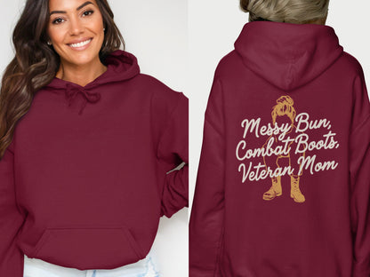 Messy Bun Combat Boots Veteran Mom Hoodie Product