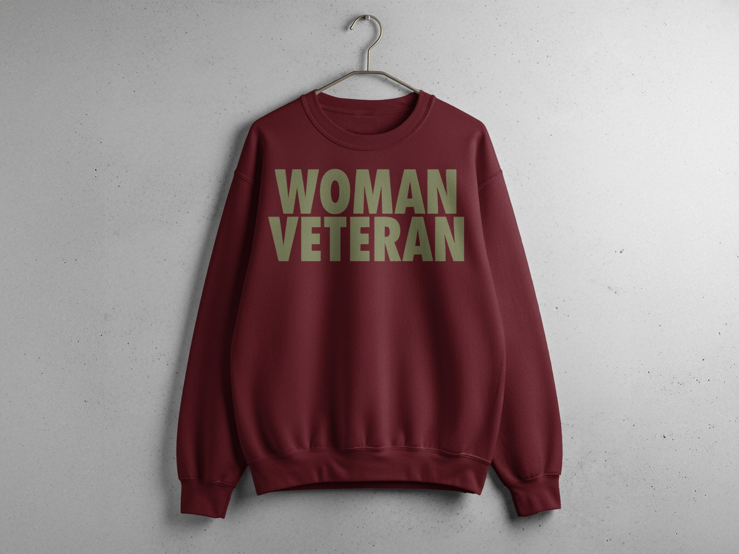 WOMAN VETERAN Bold Lettering Sweater for Military Pride