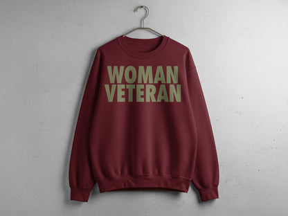 WOMAN VETERAN Bold Lettering Sweater for Military Pride