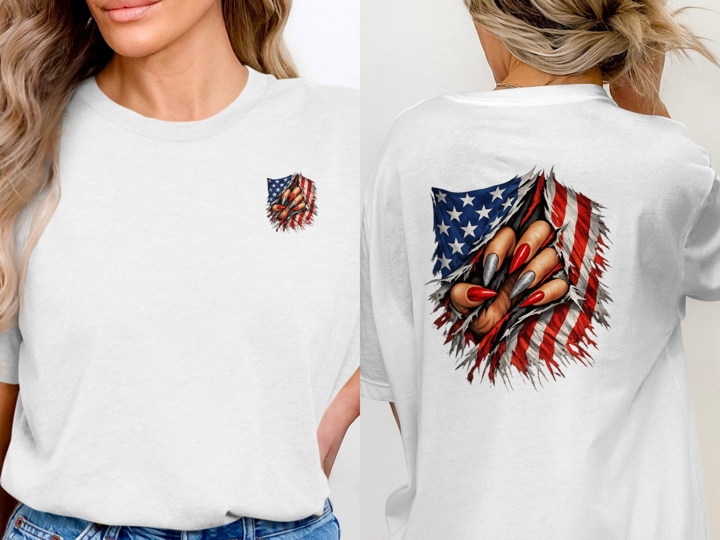 American Flag Claw Design T-Shirt for Patriotic Style