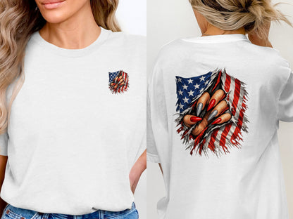 American Flag Claw Design T-Shirt for Patriotic Style