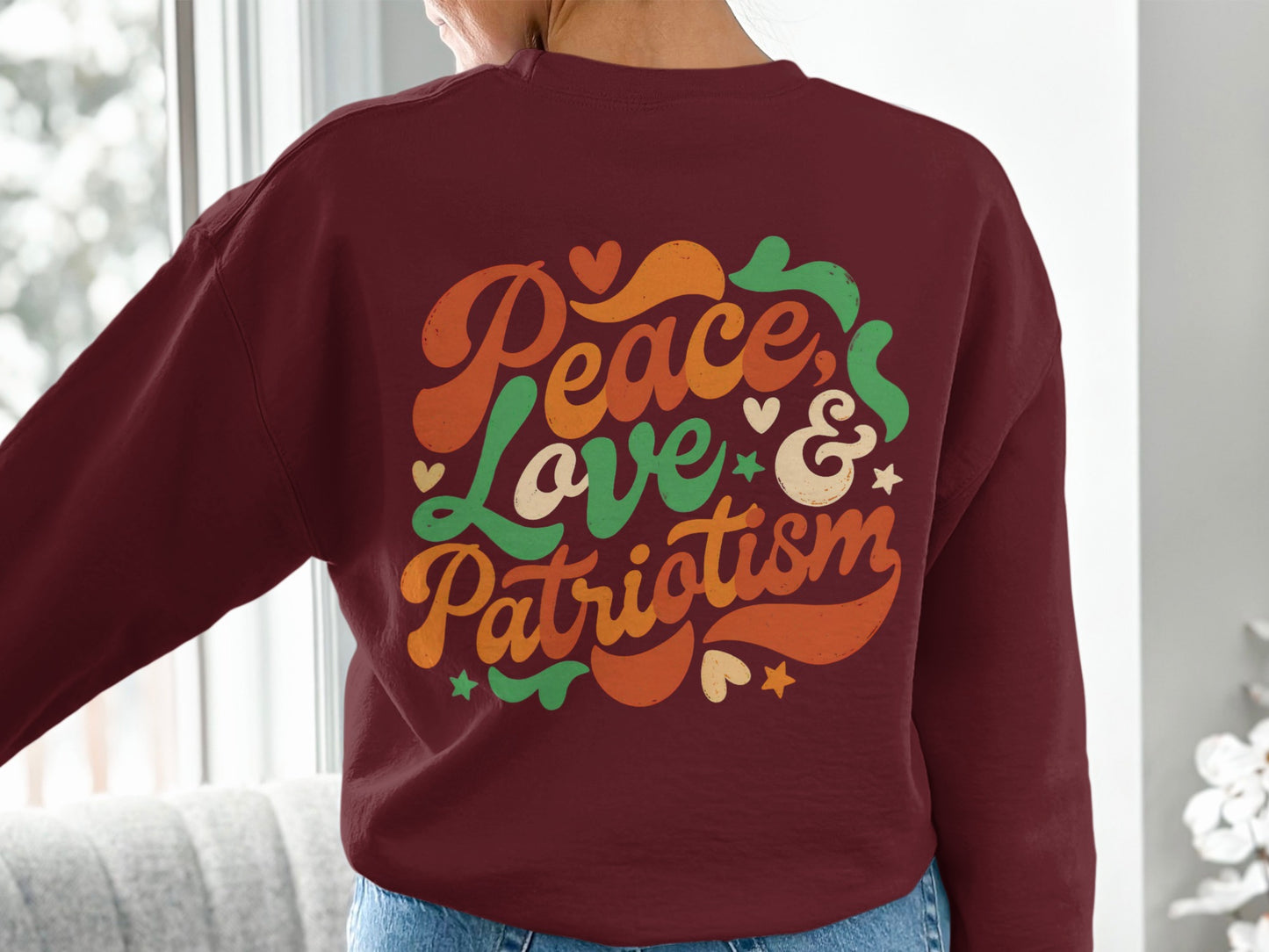 Peace Love & Patriotism Graphic Sweatshirt
