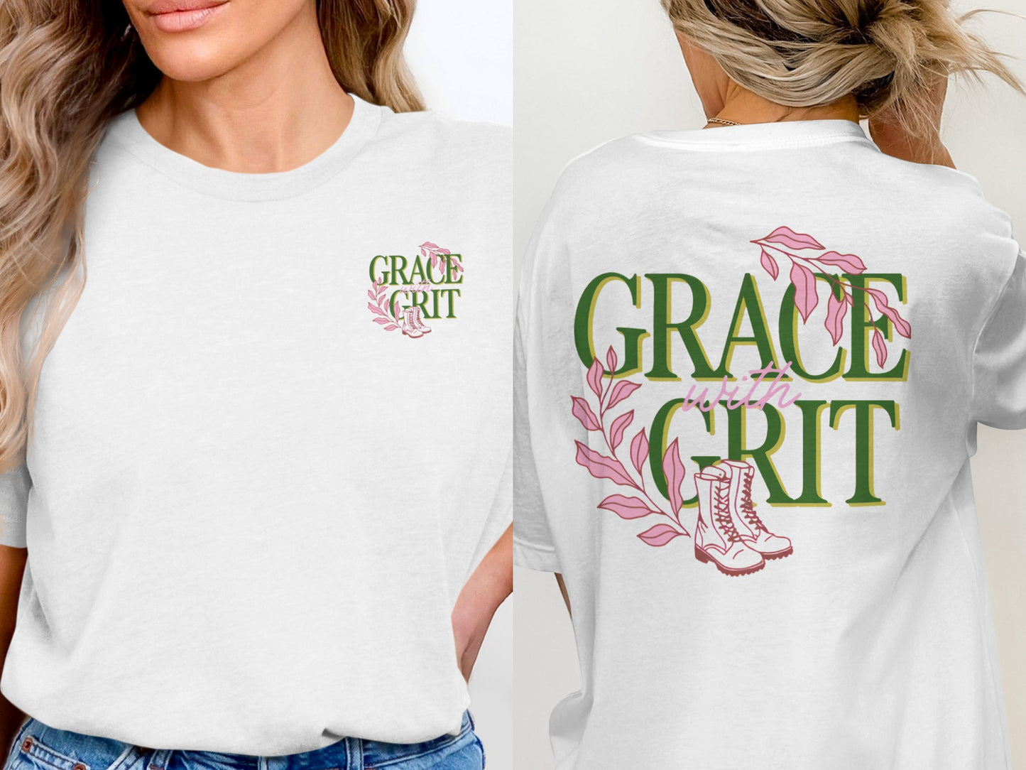 Grace with Grit Graphic Tee with Floral Design
