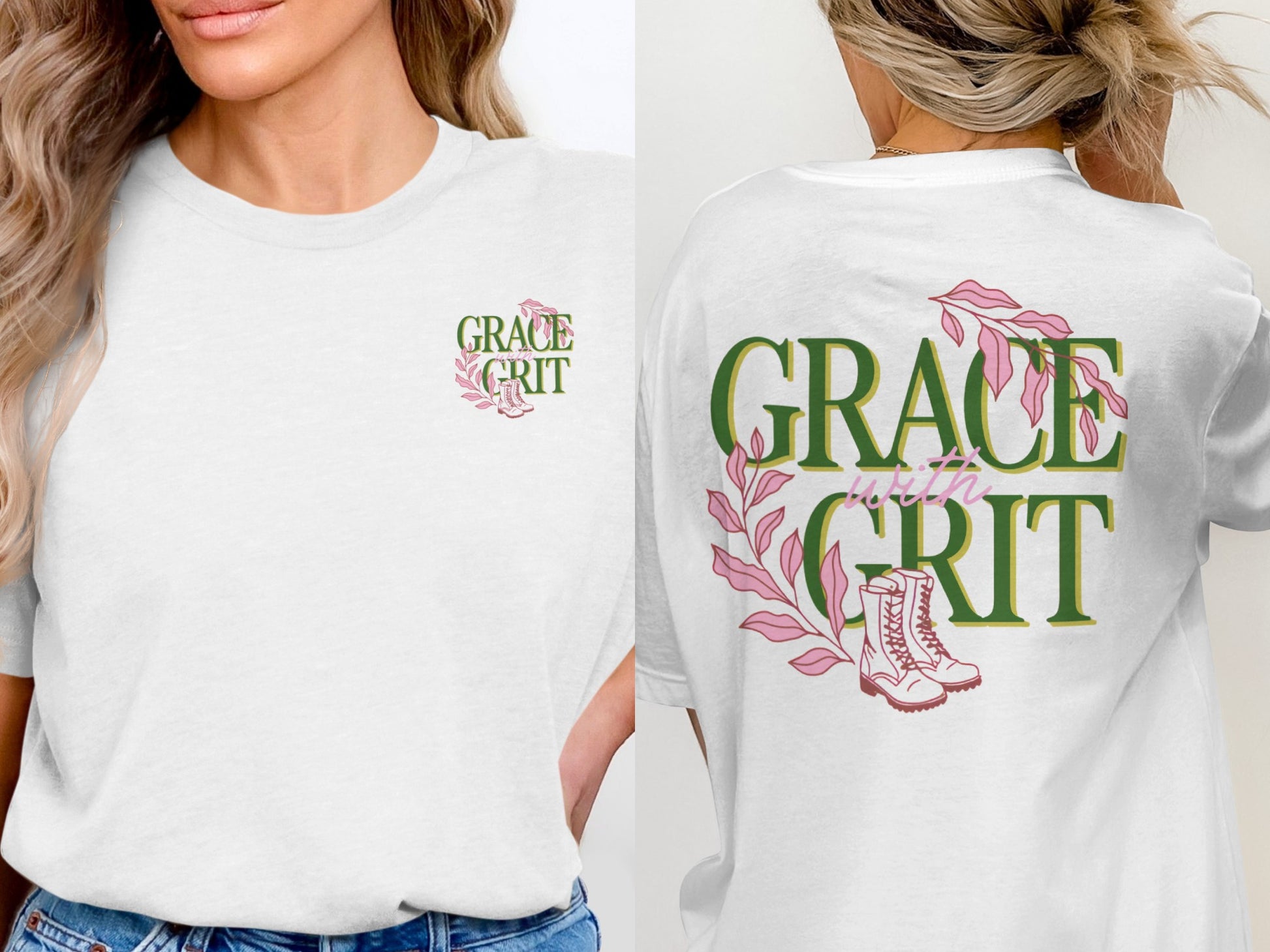 Grace with Grit Graphic Tee with Floral Design