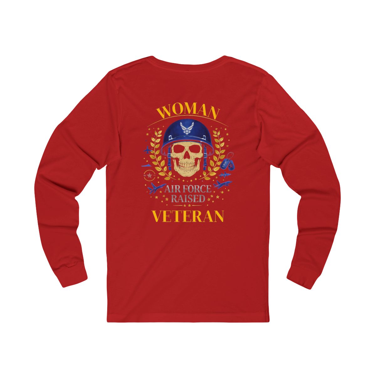 Woman Air Force Raised Veteran Skull Design Shirt