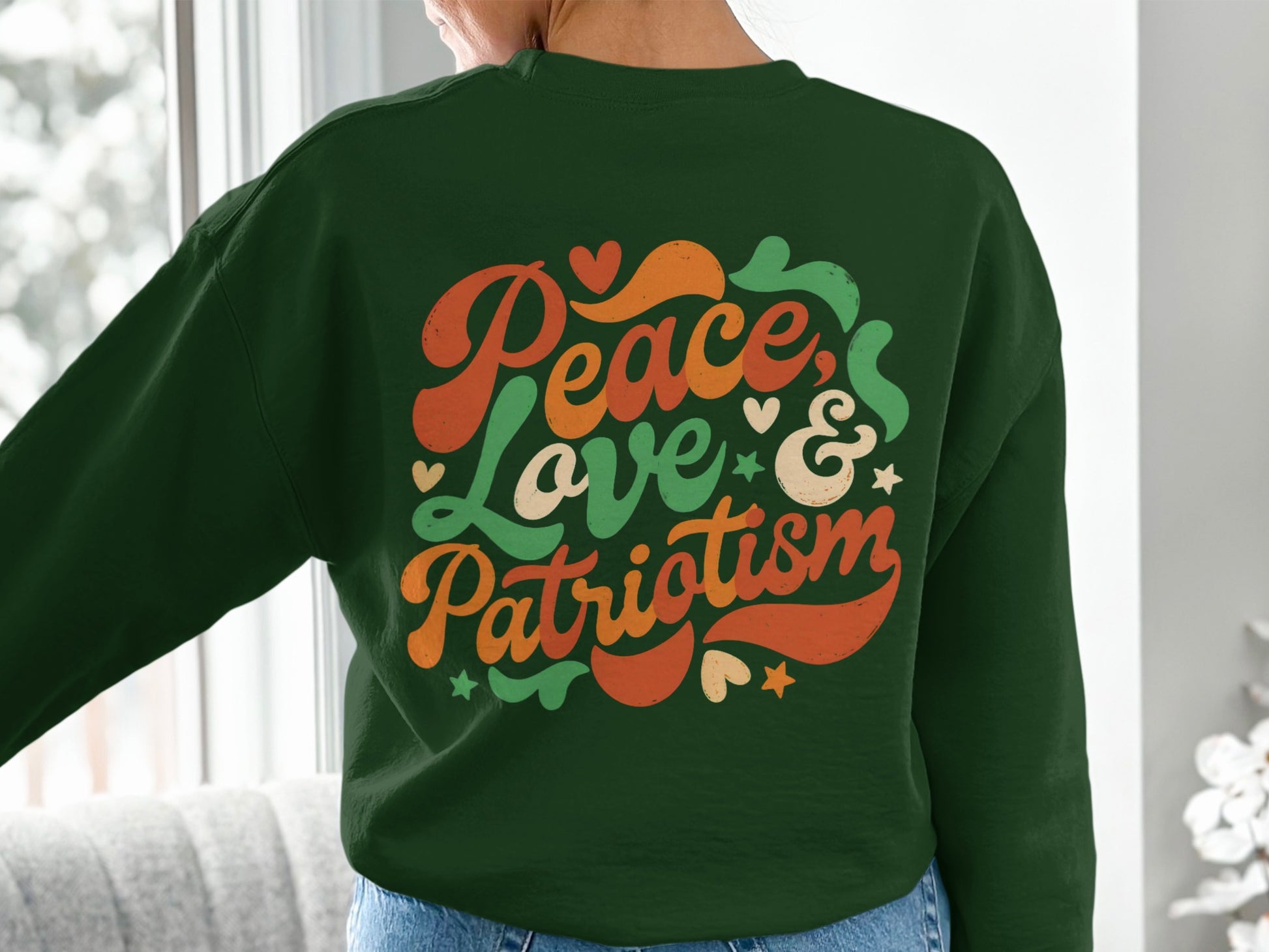 Peace Love & Patriotism Graphic Sweatshirt